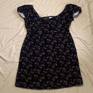SO Black Corduroy Floral Dress